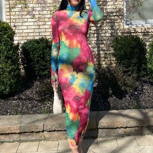 AFRM Shailene Dress in Spring Multi Tie Dye